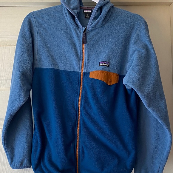 Patagonia Two-Tone Blue Fleece Jacket with Orange Trim Sz XL 14.Box13